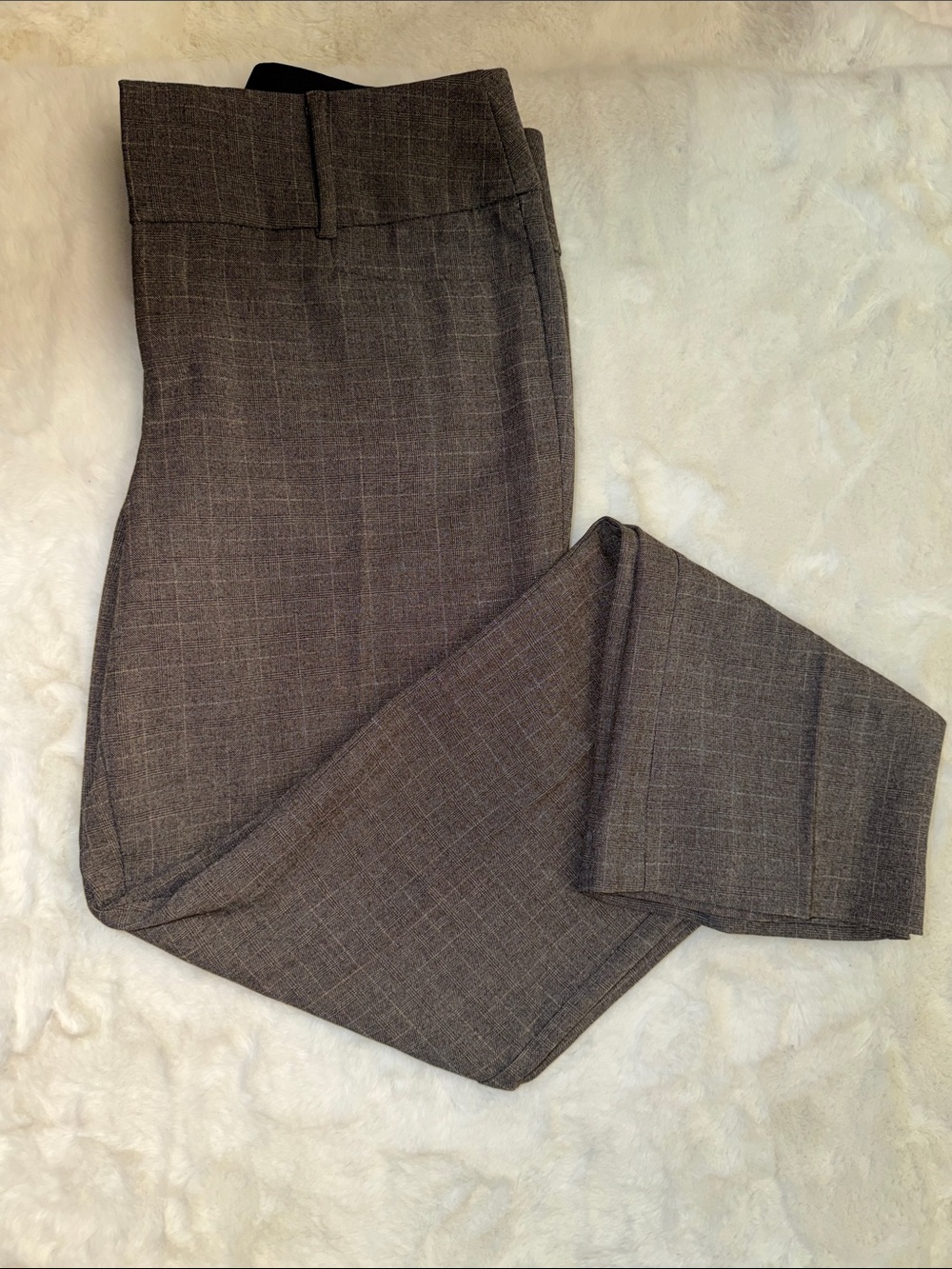 Women's Brown Plaid Trousers - Classic Tailored Fit